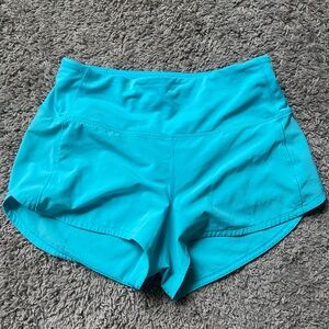 teal high waisted lulu speed up shorts 2.5 size 6